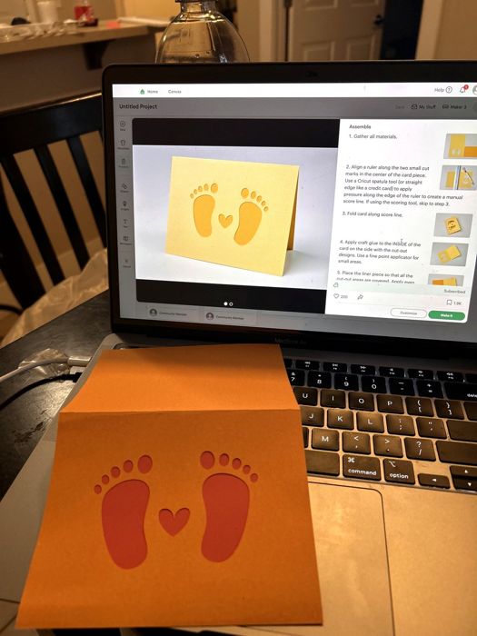 Handmade papercut baby footprint greeting card
