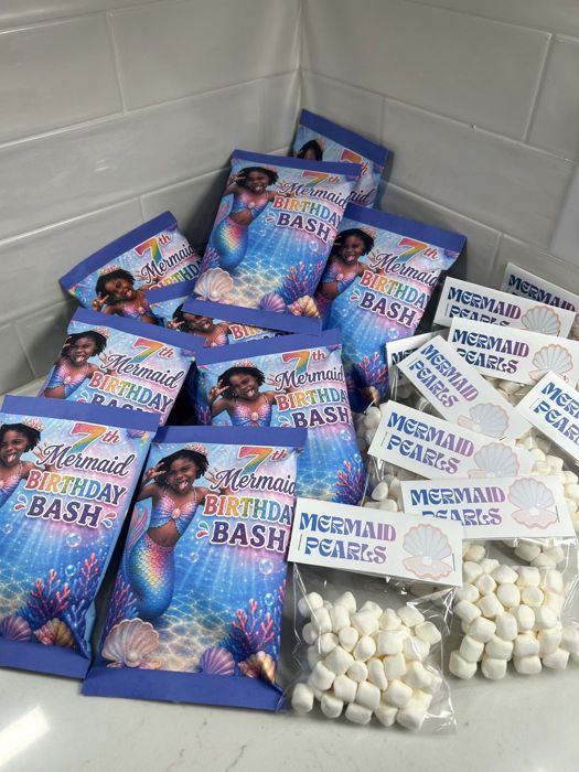 Custom mermaid birthday party favors