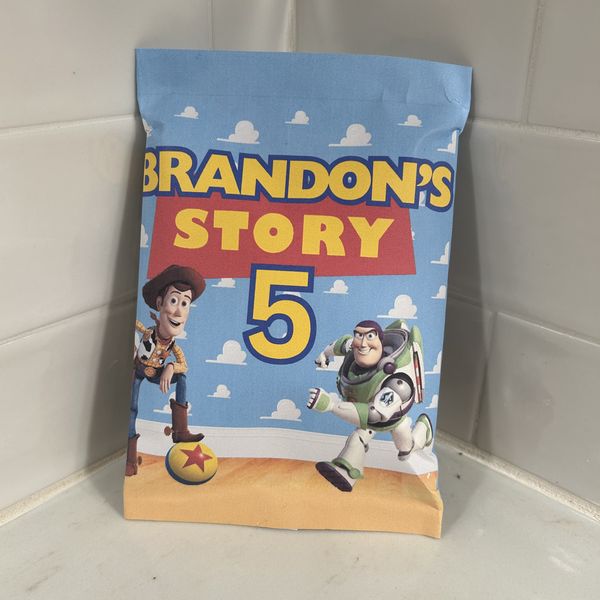 Custom Toy Story birthday chip bag party favors